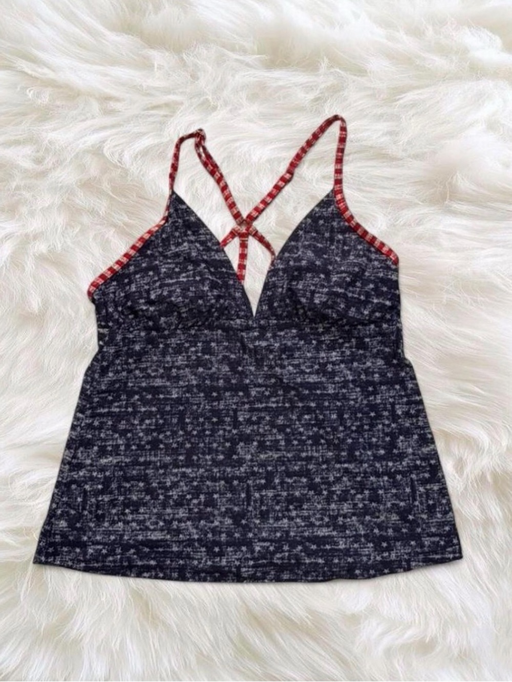 Women’s Blue and Red Tankini Top